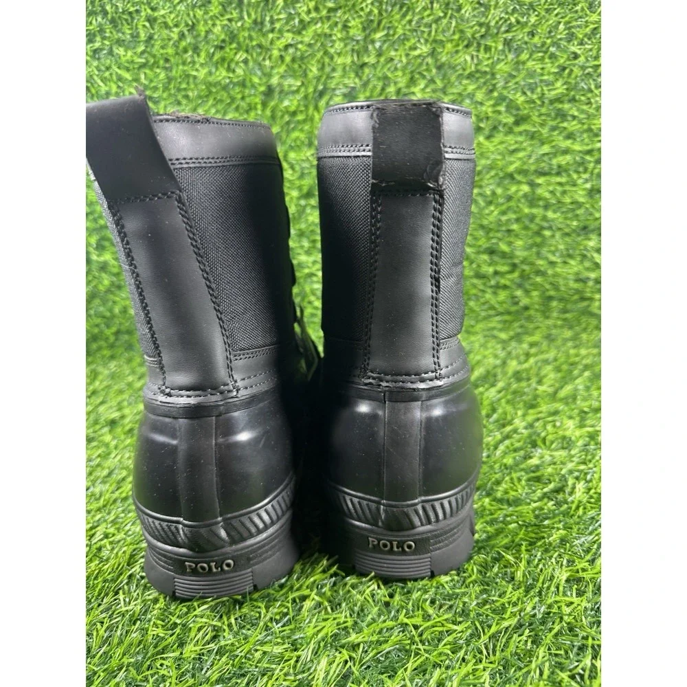 Polo Ralph Lauren Crestwick Mens Black Duck Boots Rubber Rain Snow 11D 11763 J15